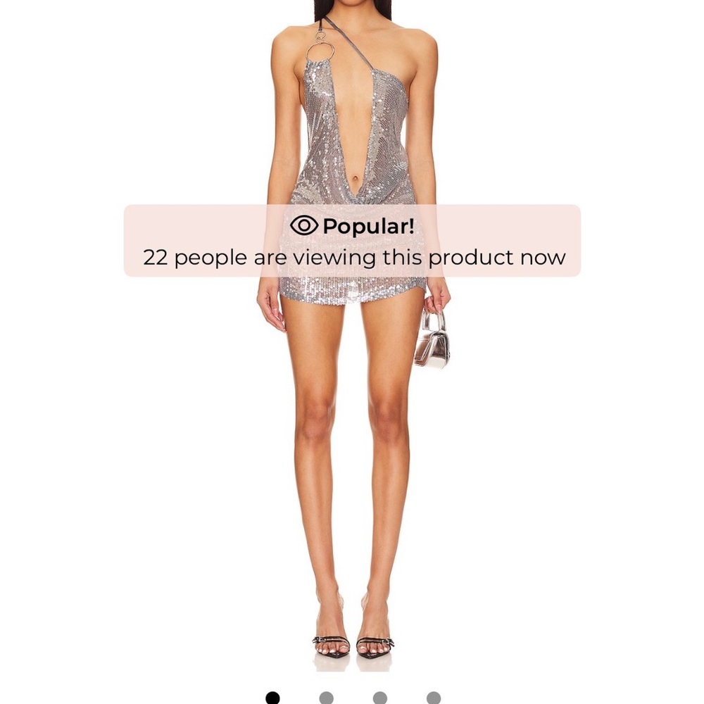 Jaded London Silver Sequin Plunge Mini Dress